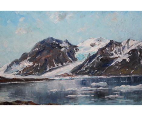 Fred R. Fitzgerald, oil on board, fjord scene, signed, 32 x 40cm