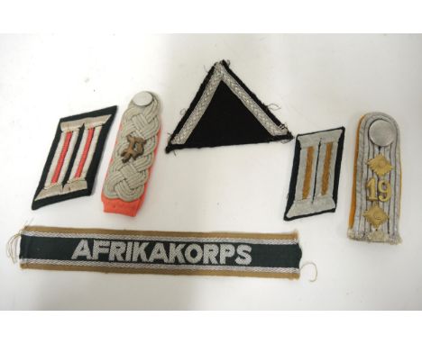 World War II German Panzer officer's collar tab and shoulder board, a Cavalry officer's collar tab and shoulder board, togeth