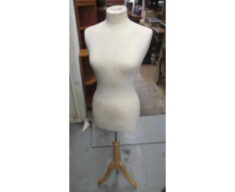 Modern tailor's dummy, together with a white painted iron lamp standard with candelabra top (at fault)