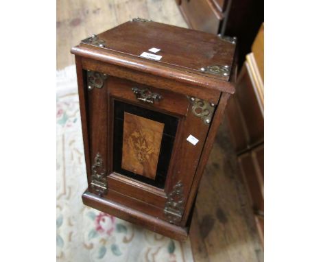 Mahogany gilt metal mounted coal purdonium, teak brass studded trunk and an Indian circular folding table