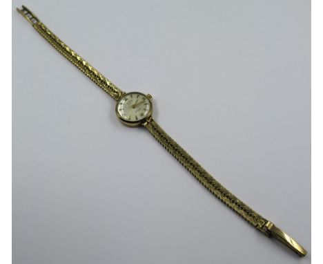 Ladies Rotary 9ct gold cased wristwatch with integral strap, gross weight 17.5g