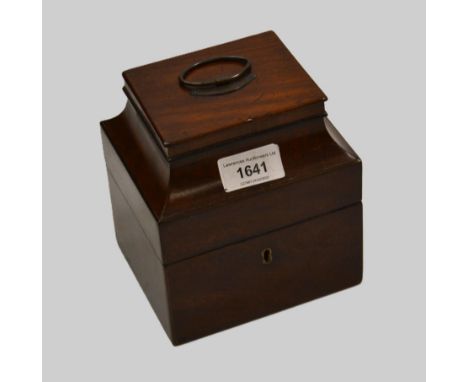 George III mahogany sarcophagus shaped tea caddy with glass linerPlease see photos for condition