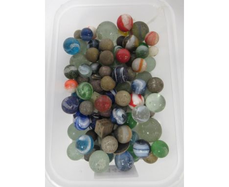 Small quantity of 19th Century and later glass marbles