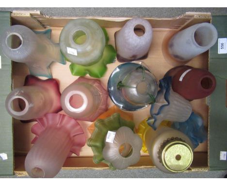 Quantity of various coloured glass lamp shades