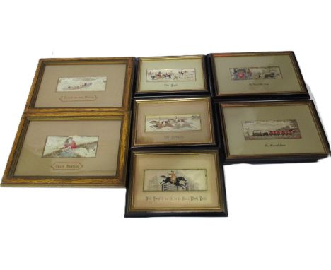 Group of seven various framed Stevengraph silk pictures