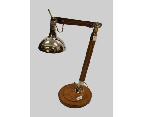David Linley, walnut and chrome plated adjustable Anglepoise lamp, signed in the metal, 69cm highIn good condition, with no d