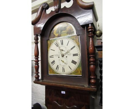 19th Century mahogany and oak longcase clock with broken arch pediment above a painted dial, inscribed ' A. Klerser, York ', 