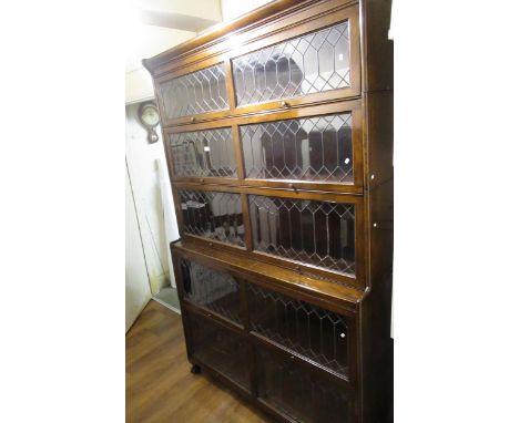 Early 20th Century mahogany Globe Wernicke type double width five section bookcase, 129cm wide (at fault)
