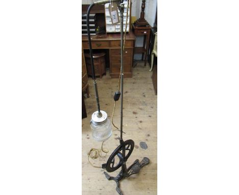 Dentist's pedal drill adapted for use as a lamp, together with a hypodermic syringe, in original box