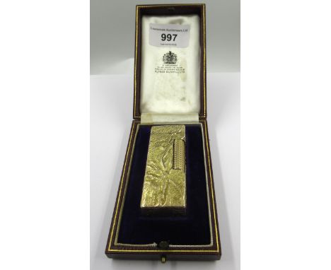 Dunhill 9ct gold cased cigarette lighter 1966, gross weight 109g, housed in original boxThere is no separate outer jacket on 