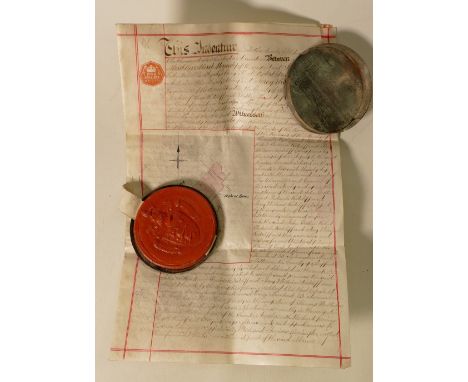 Interesting large wax seal attached to a document dated 1919:  The seal appears to be a Royal seal or similar, contained with