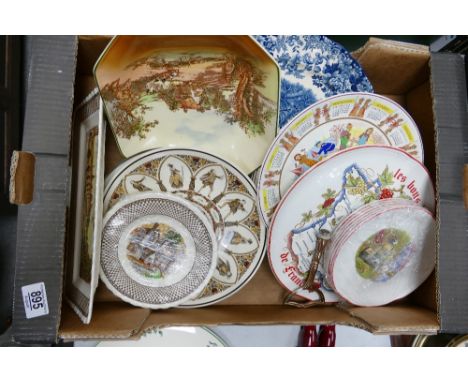 A mixed collection of items to include: Spode Christmas Tree Design Cake stand, Royal Doulton Series ware, Wedgwood Calendar 