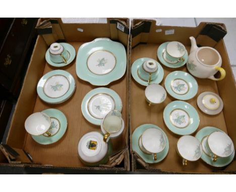 Grays Pottery Lily of the Valley patterned tea set to include: 8 tea cups &amp; saucers, 6 tea plates, milk jug, sugar bowl, 