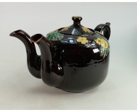 Victorian 5 Pint Large Twin Spouted Teapot: damage to both spouts, height 20cm 