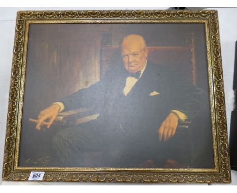 Large Framed Winston Churchill Print: frame size 50.5cm x 62cm 