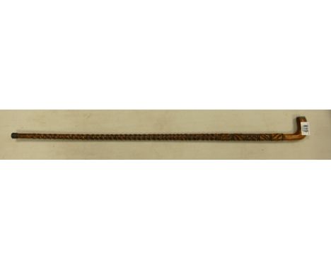 Antique Carved Wood Walking Stick: 