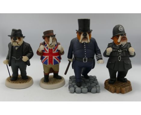 Robert Harrop Doggie People Bulldog figures: Winston,John Bull, Allo Allo, Peeler(4) 