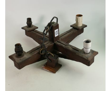 Wooden Vintage 4 branch Ceiling Light: 