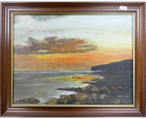 Anne Cox british oil on board seascape: 30cm x 39cm. 