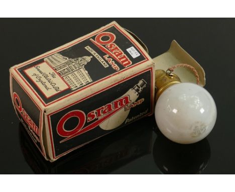 Rare boxed 1930s or 1940s Osram turndown light bulb with built in switch: Original box. 