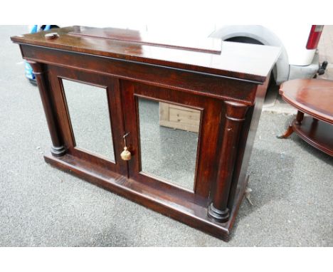 Antique Rosewood two Door Chiffonier: 140cm length, 51 depth and 92 height, with 2 mirrored doors 