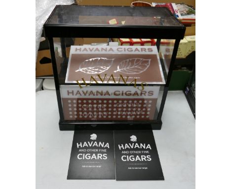 Havana Cigar Counter Top Display Cabinet: with addition signs &amp; humidifiers, height 56cm, width 55cm and depth 30cm 