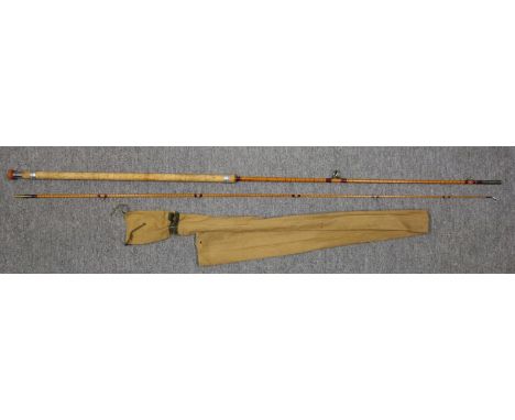 B. JAMES AND SONS, 'RICHARD WALKER' MK.4 'AVON', TWO PIECE SPLIT CANE ROD, BURGUNDY RED WHIPPED, HIGH BRIDGE GUIDES WITH AGAT