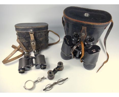 AN UNUSUAL METAL COMPASS WITH MIRROR, TWO FOLDING LENSES AND TWO ADJUSTABLE FOLDING LENSES, PAIR OF 19TH CENTURY SILVER PLATE