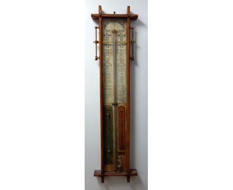 IMPROVED ADMIRAL FITZROY'S BAROMETER IN AN OAK CASE, (H. 103 CM), STANLEY BRASS COMPASS , CASED, 1912, AND A CONTINENTAL WALL
