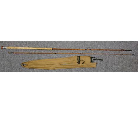B. JAMES AND SONS, 'RICHARD WALKER' MK.4 'AVON', TWO PIECE SPLIT CANE ROD, BURGUNDY RED WHIPPED, HIGH BRIDGE GUIDES WITH AGAT