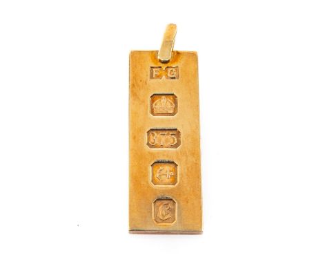 9CT GOLD INGOT PENDANT, 15.1gmsProvenance: private collection CardiffComments: good overall, light wear