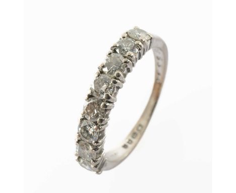 18CT WHITE GOLD HALF HOOP EIGHT STONE DIAMOND RING, overall estimated diamond weight 0.8cts approx., ring size K 1/2, 2.8gmsP