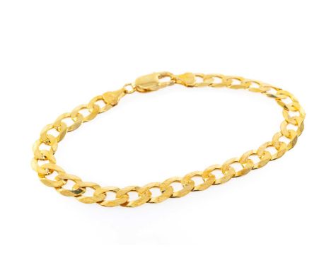 9CT GOLD FLAT CURB LINK BRACELET, 20cms long, 10.2gms, in boxProvenance: private collection CardiffComments: good overall, cl