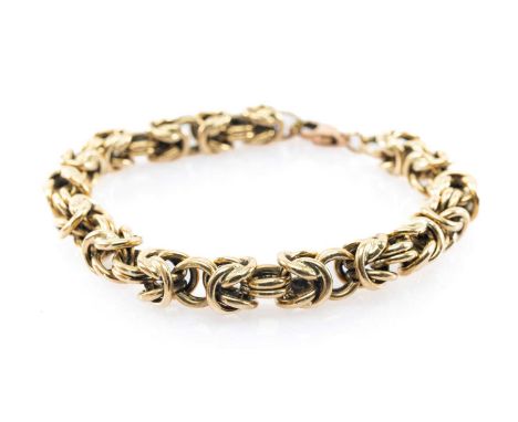 9CT GOLD BYZANTINE LINK BRACELET, 19cms long, 16.5gmsProvenance: private collection TorfaenComments: good overall, clasp work