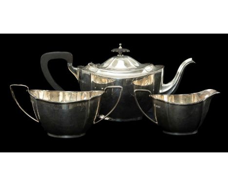 ELIZABETH II SILVER THREE-PIECE TEA SERVICE, Birmingham 1962, 34ozt (3)Provenance: private collection Lampeter