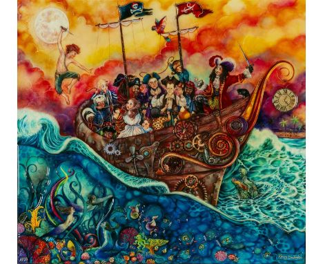 ‡ KERRY DARLINGTON limited edition (artists proof #23) unique resin print - entitled 'The Pirate Ship', signed, 78 x 86cmsAuc
