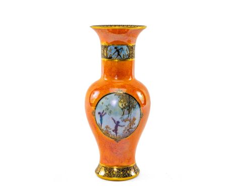 CARLTON WARE 'MOONLIGHT CAMEO BUBBLES' LUSTRE VASE, pattern 2946, baluster form with trumpet neck, decorated with medallions 