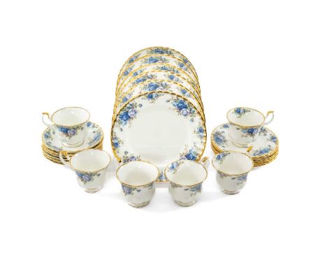 ROYAL ALBERT BONE CHINA 'MOONLIGHT ROSE' PART TEASET, comprising six plates, six side plates, six cups and saucers (24)Proven