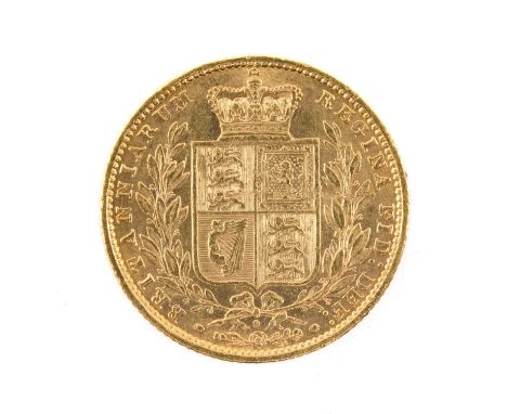 VICTORIAN GOLD SOVEREIGN, 1873, young head, shield back, 7.9gmsProvenance: private collection CardiffComments: light wear ove