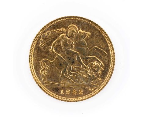 ELIZABETH II GOLD HALF SOVEREIGN, 1982, 4.0gmsProvenance: private collection CardiffComments: good overall, light wear