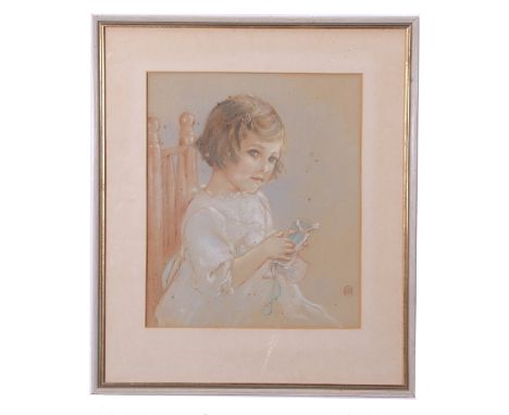 Eileen Chandler (British 20th Century) A portrait of a young girl, watercolour, signed, 12 x 14ins
