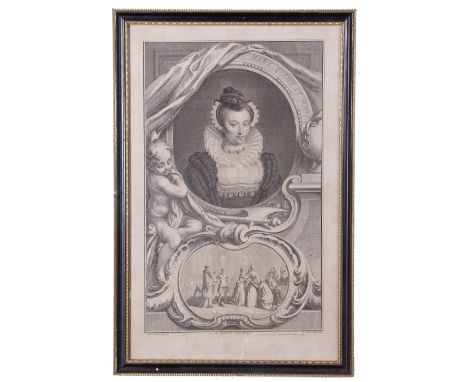 Jacobus Houbraken (Flemish 18th Century), after Isaac Oliver (British 16th Century) Portrait of Mary, Queen of Scots, line en