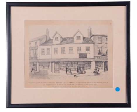 British 19th Century, print of the noted shop called originally 'John of all Sorts', Norwich, lithograph, 8 x 10ins