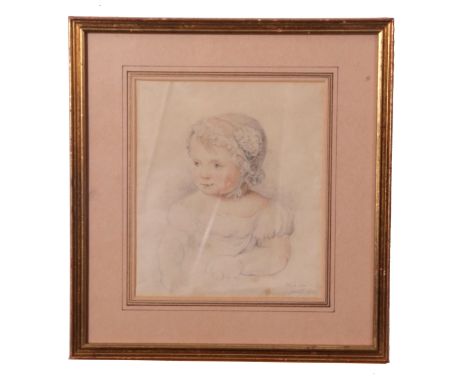 W Fallon (British 19th Century), Portrait of a child, pencil, signed, 1859, 7 x 8.5ins