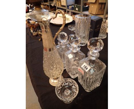 Quantity of vintage glass decanters