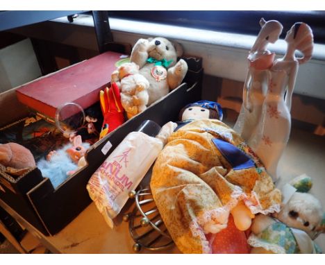 Collection of vintage games and soft toys