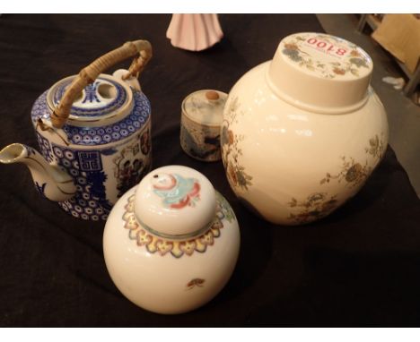Three Oriental ceramic pots including two ginger jars 