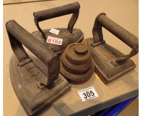 Three vintage flat irons 
