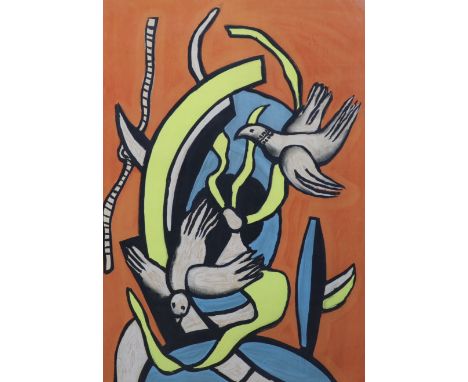 Fernand Leger (French, 1881-1955), colour lithograph, ‘Two Doves’, pencil numbered, limited edition 256/300, with Musee Biot 