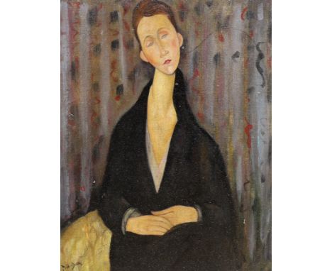 After Amedeo Modigliani (Italian, 1884-1920), oil on board, Portrait of a lady, 49 x 39cm